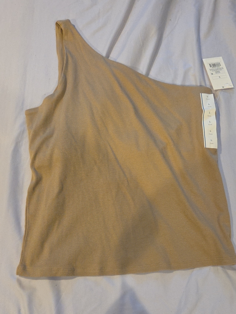 a new day One-Shoulder Ribbed Tank Top - Tan